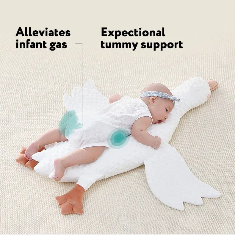 Large White Goose Baby Gas Relief Pillow - Anti-Colic Tummy Time Support for Newborns 0-12 Months | MEACAOFG