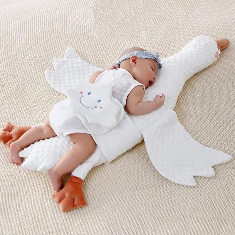 Large White Goose Baby Gas Relief Pillow - Anti-Colic Tummy Time Support for Newborns 0-12 Months | MEACAOFG