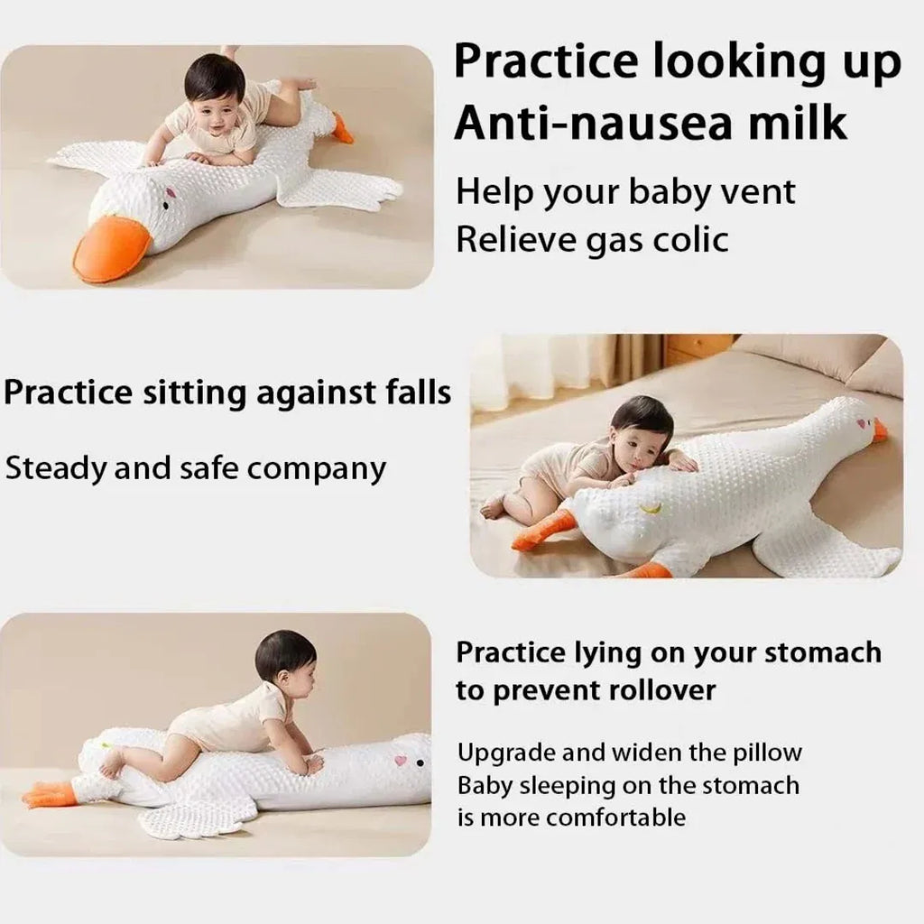 Large White Goose Baby Gas Relief Pillow - Anti-Colic Tummy Time Support for Newborns 0-12 Months | MEACAOFG