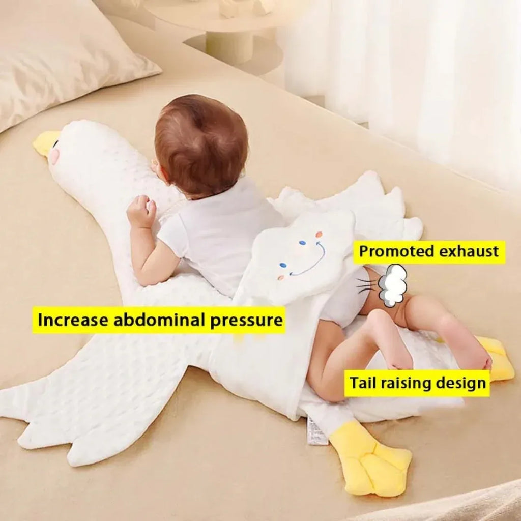 Large White Goose Baby Gas Relief Pillow - Anti-Colic Tummy Time Support for Newborns 0-12 Months | MEACAOFG