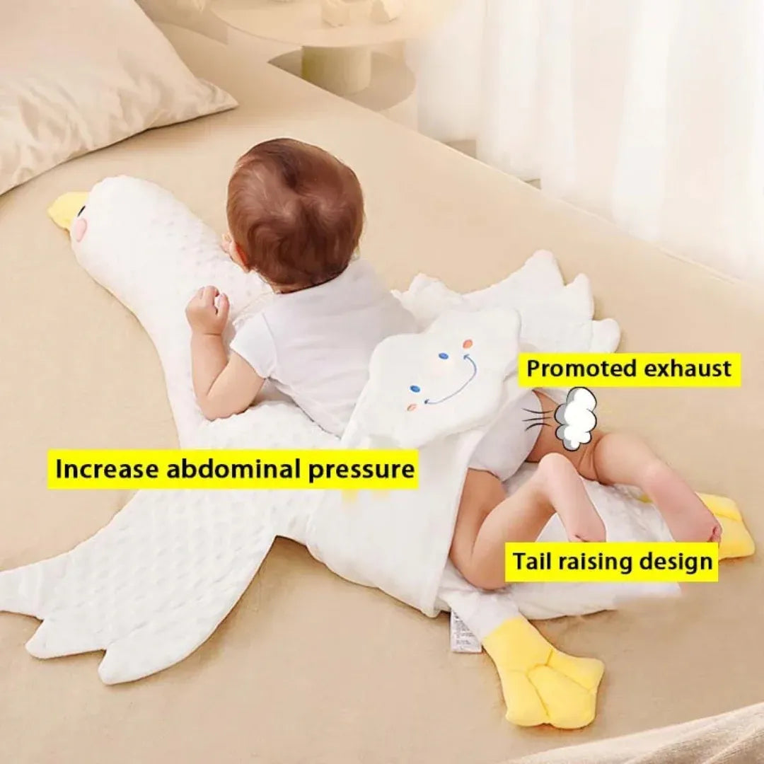 Large White Goose Baby Gas Relief Pillow - Anti-Colic Tummy Time Support for Newborns 0-12 Months | MEACAOFG