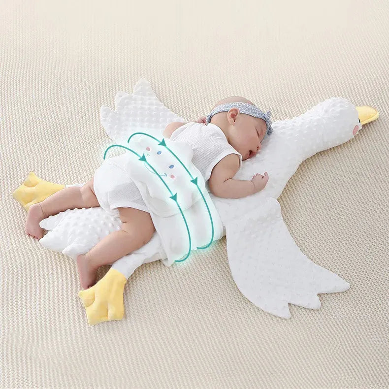 Large White Goose Baby Gas Relief Pillow - Anti-Colic Tummy Time Support for Newborns 0-12 Months | MEACAOFG